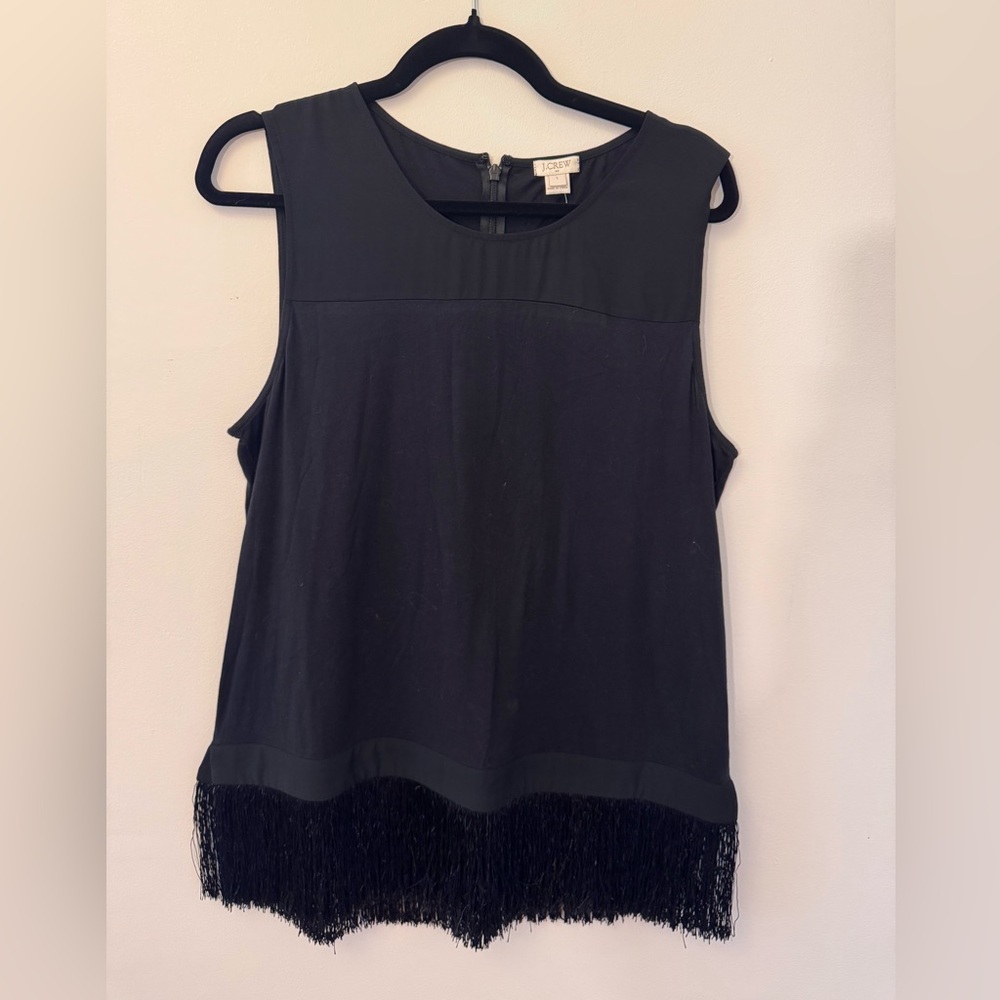 J. Crew (NEW WITH TAGS) Black Fringe Tank Top